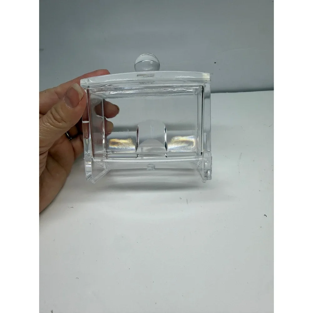 Clear Acrylic Cotton Swab Dispenser Gravity Fed Q-Tip Holder Vanity Organizer